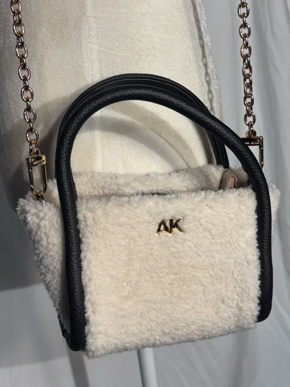 Anne Klein Plush Mini bag with faux fur and chain strap